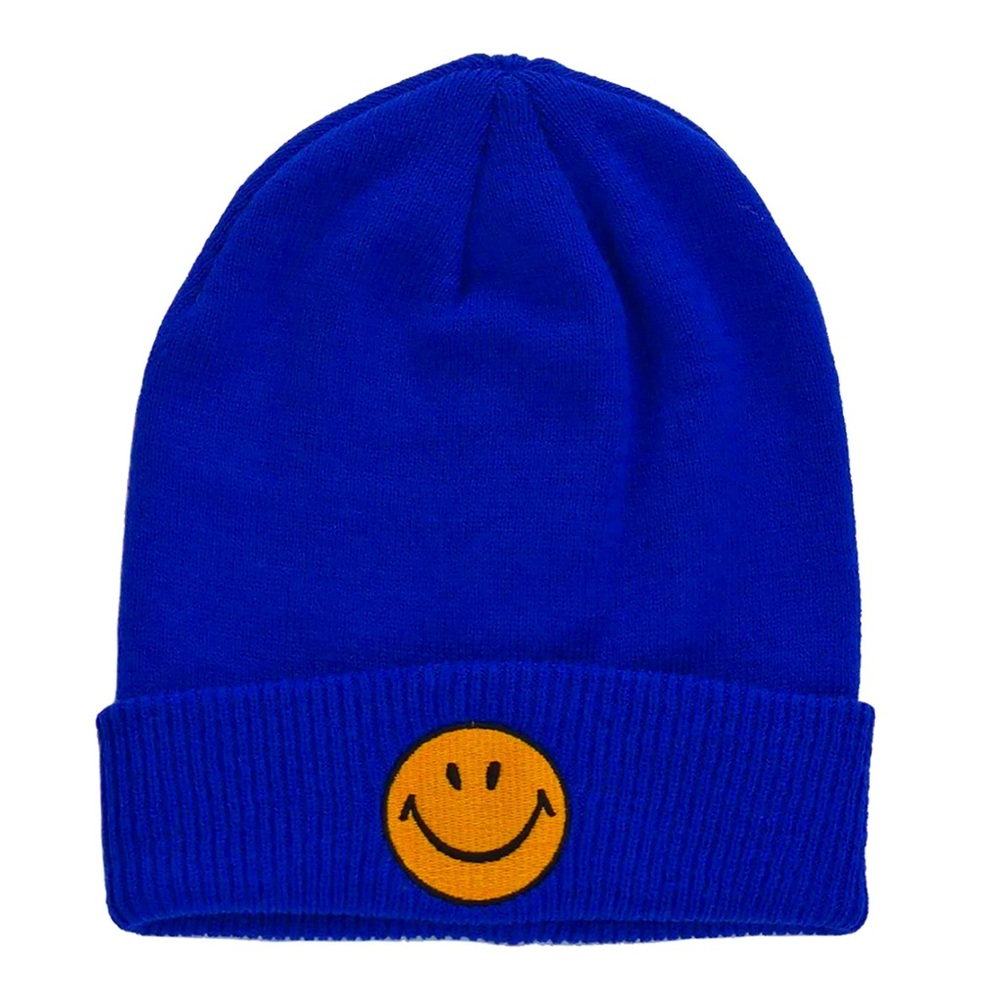 Rad Aviator Nation Embroidered Smiley Face Beanie - Royal Blue - NWT - Picture 2 of 7